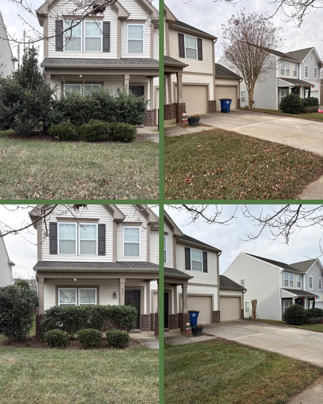 Shrub trimming — before and after