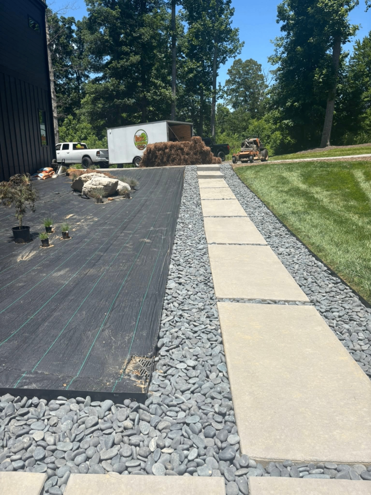 Gravel and river rock installation